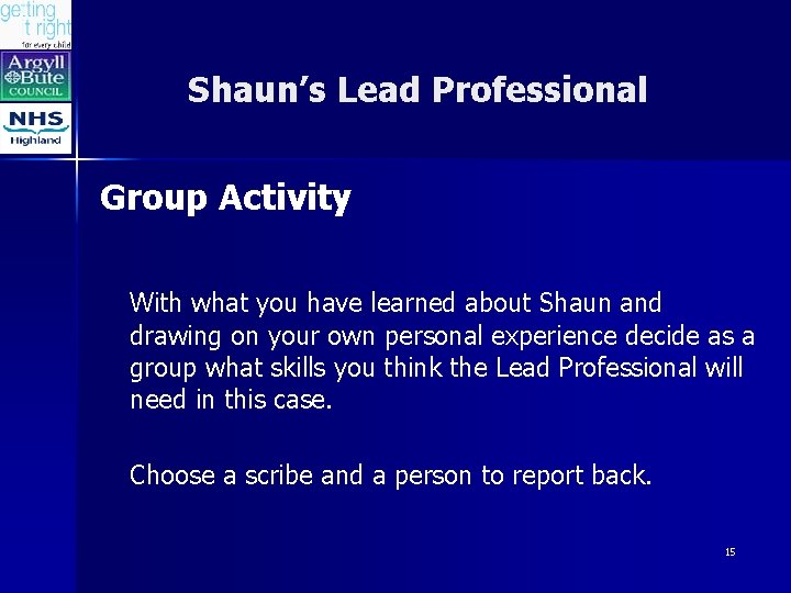 Shaun’s Lead Professional Group Activity With what you have learned about Shaun and drawing