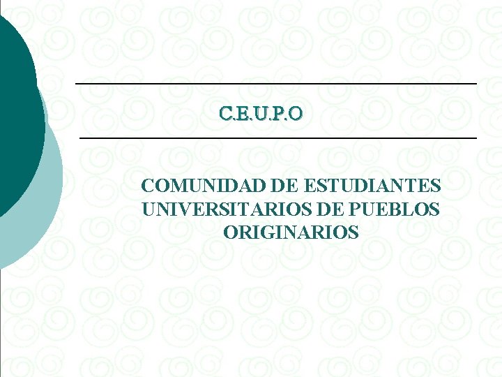 C. E. U. P. O COMUNIDAD DE ESTUDIANTES UNIVERSITARIOS DE PUEBLOS ORIGINARIOS 