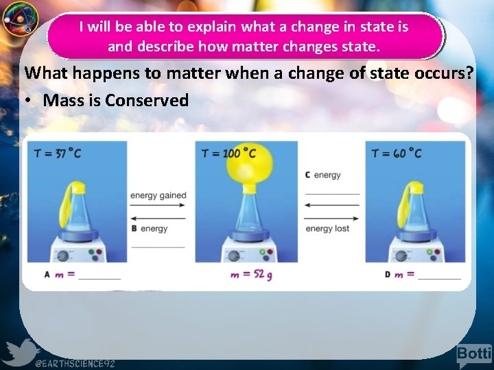 I will be able to explain what a change in state is and describe