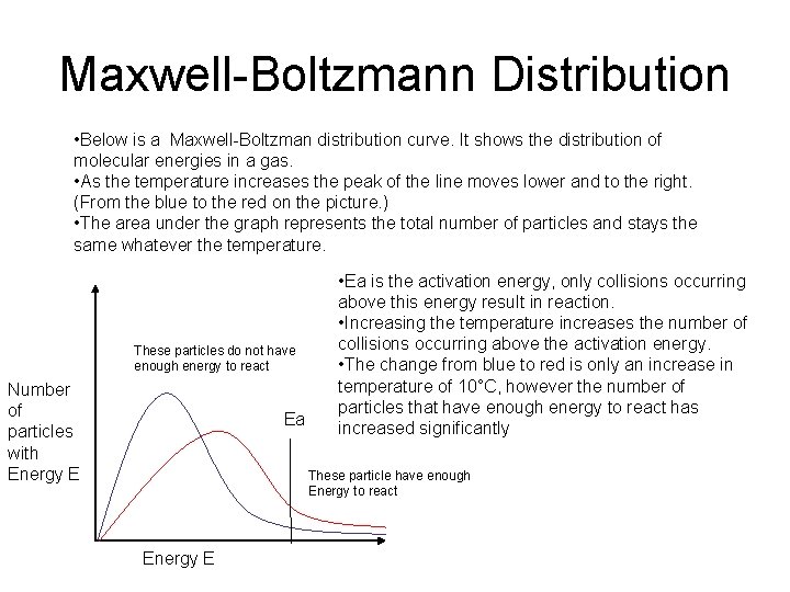 Maxwell-Boltzmann Distribution • Below is a Maxwell-Boltzman distribution curve. It shows the distribution of