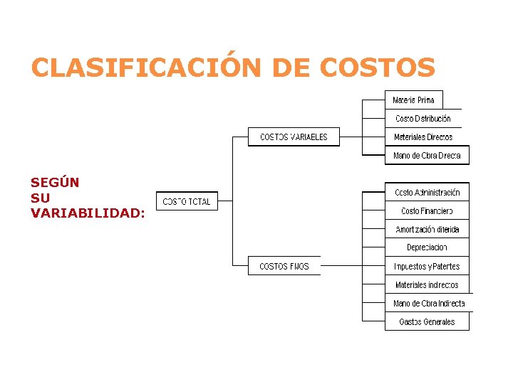 CLASIFICACIÓN DE COSTOS SEGÚN SU VARIABILIDAD: 