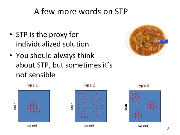 A few more words on STP • STP is the proxy for individualized solution