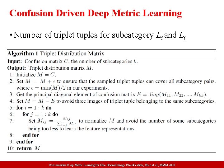 Confusion Driven Deep Metric Learning • Number of triplet tuples for subcategory Li and