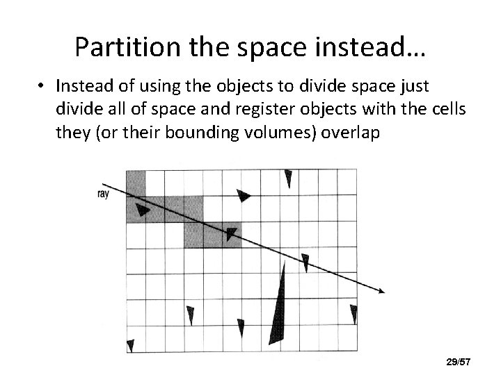Partition the space instead… • Instead of using the objects to divide space just