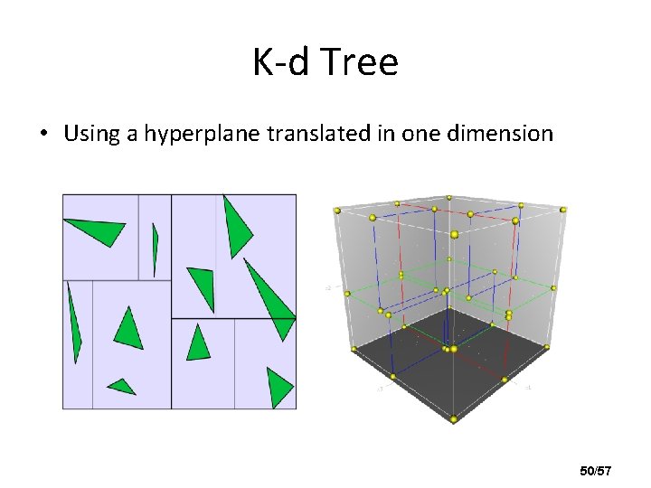 K-d Tree • Using a hyperplane translated in one dimension 50/57 