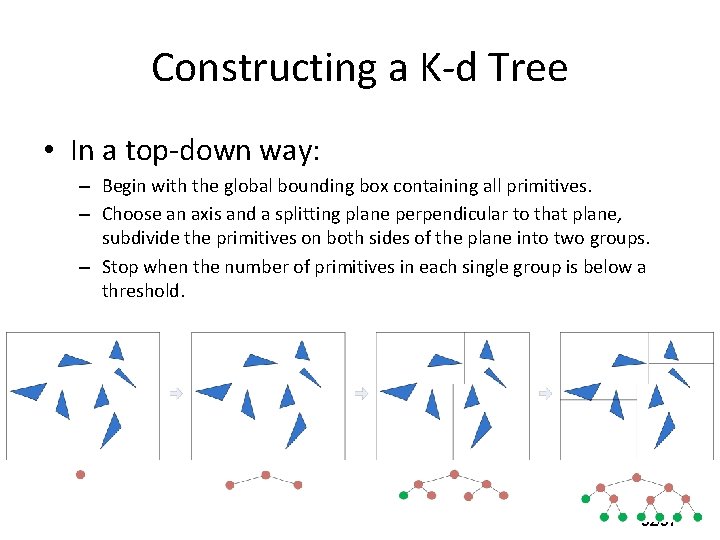 Constructing a K-d Tree • In a top-down way: – Begin with the global