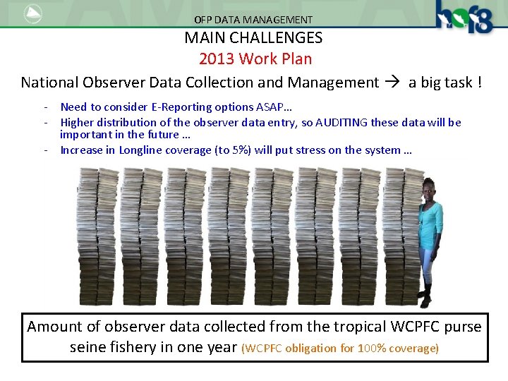 OFP DATA MANAGEMENT MAIN CHALLENGES 2013 Work Plan National Observer Data Collection and Management