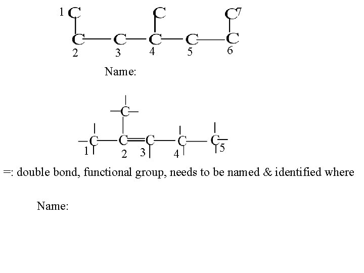 1 7 2 4 3 5 6 Name: 5 4 =: double bond, functional