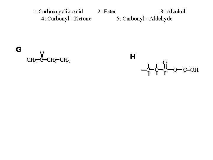 1: Carboxcyclic Acid 4: Carbonyl - Ketone G O CH 3 C CH 2