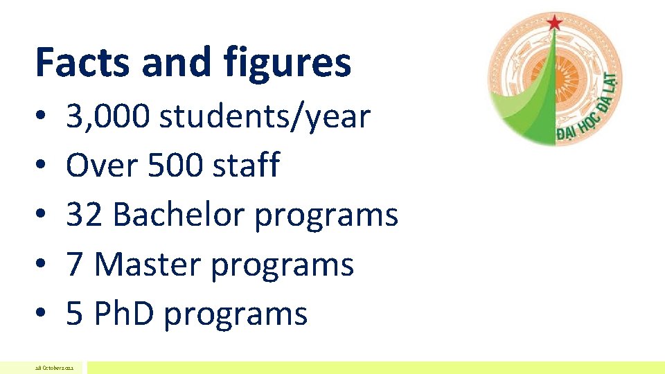 Facts and figures • • • 3, 000 students/year Over 500 staff 32 Bachelor