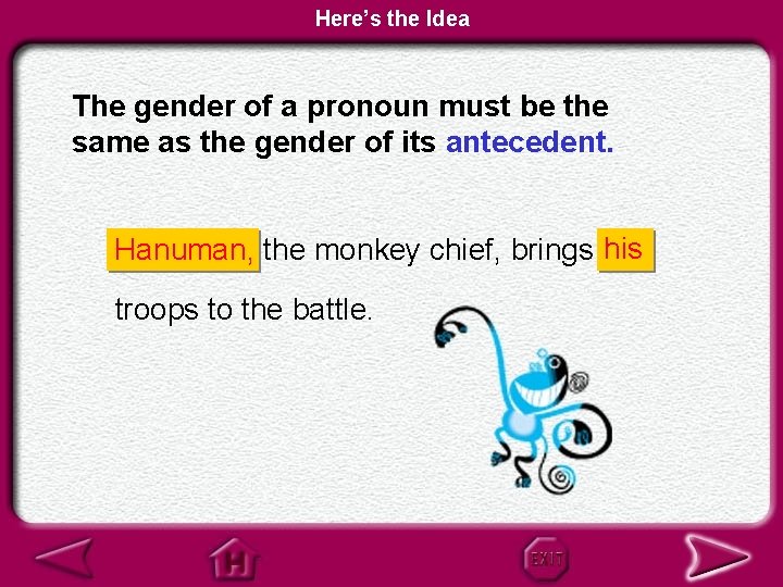 Here’s the Idea The gender of a pronoun must be the same as the