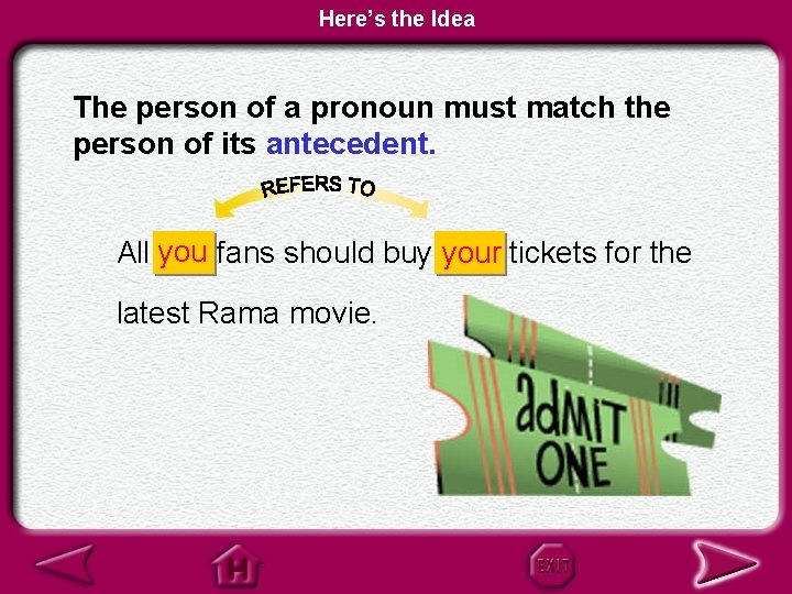 Here’s the Idea The person of a pronoun must match the person of its