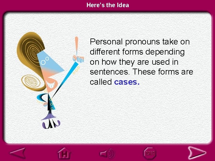 Here’s the Idea Personal pronouns take on different forms depending on how they are