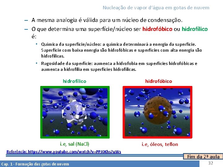 Nucleação de vapor d’água em gotas de nuvem – A mesma analogia é válida