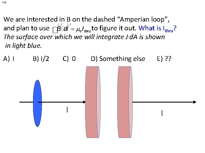 7. 63 We are interested in B on the dashed “Amperian loop”, and plan