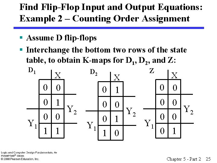 Find Flip-Flop Input and Output Equations: Example 2 – Counting Order Assignment § Assume