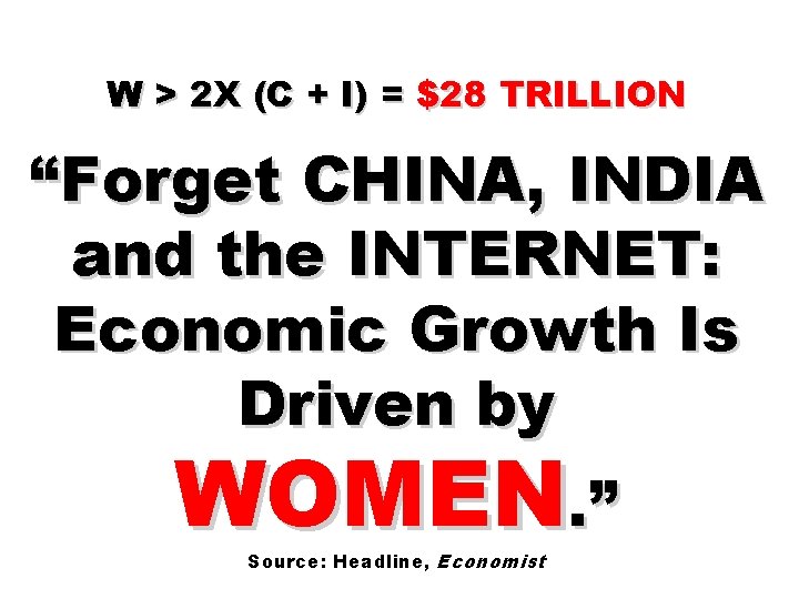 W > 2 X (C + I) = $28 TRILLION “Forget CHINA, INDIA and