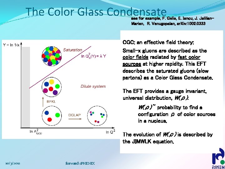 The Color Glass Condensate see for example, F. Gelis, E. Iancu, J. Jalilian. Marian,