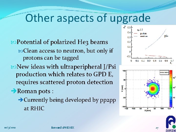 Other aspects of upgrade Potential of polarized He 3 beams Clean access to neutron,