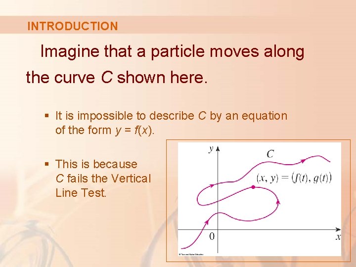 INTRODUCTION Imagine that a particle moves along the curve C shown here. § It