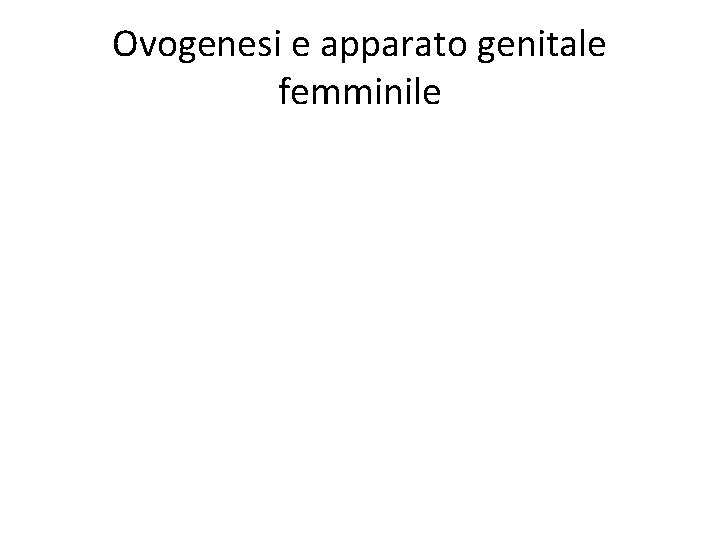 Ovogenesi e apparato genitale femminile 