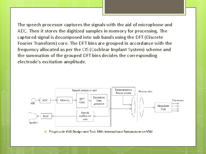 The speech processor captures the signals with the aid of microphone and ADC. Then