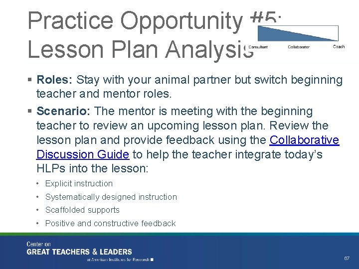 Practice Opportunity #5: Lesson Plan Analysis § Roles: Stay with your animal partner but