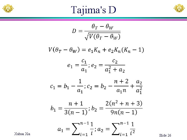 Tajima's D Xuhua Xia Slide 26 
