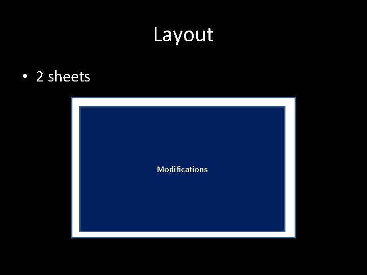 Layout • 2 sheets Modifications 