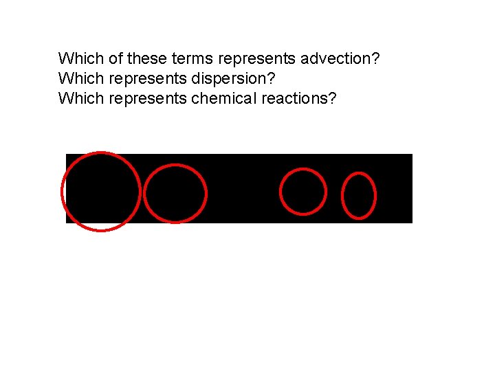 Which of these terms represents advection? Which represents dispersion? Which represents chemical reactions? 