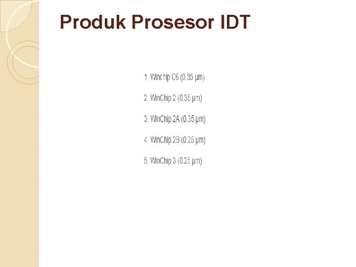 Produk Prosesor IDT 