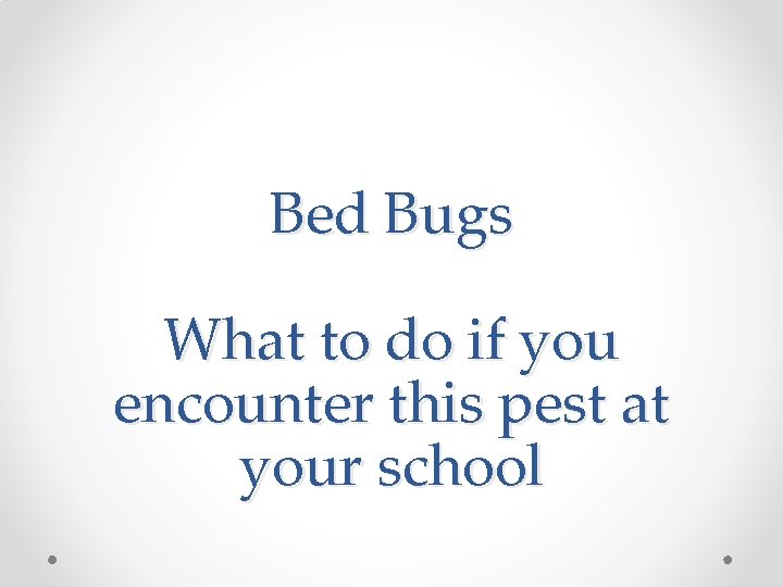 Bed Bugs What to do if you encounter this pest at your school 