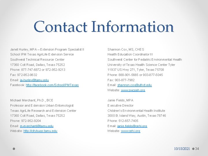 Contact Information Janet Hurley, MPA – Extension Program Specialist II Shannon Cox, MS, CHES