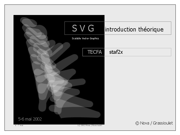 SVG introduction théorique Scalable Vector Graphics TECFA 5 -6 mai 2002 6 - 7