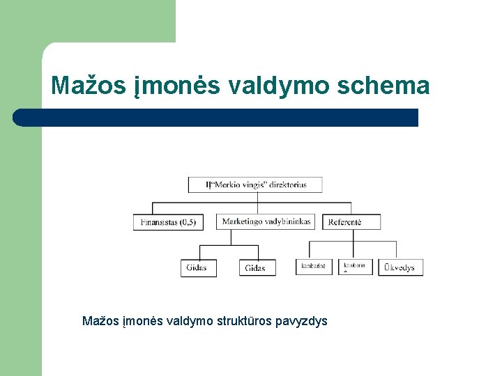 Mažos įmonės valdymo schema Mažos įmonės valdymo struktūros pavyzdys 