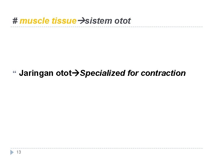 # muscle tissue sistem otot Jaringan otot Specialized for contraction 13 