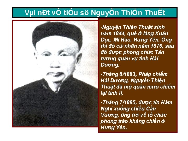 1 -Khởi Sậy 1883 – 1892 ) : ThuËt Vµi nghĩa nÐt vÒBãi tiÓu