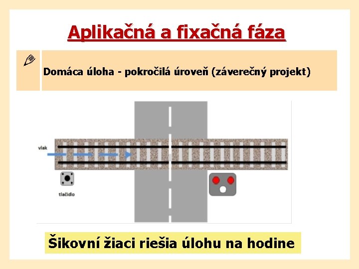 Aplikačná a fixačná fáza Domáca úloha - pokročilá úroveň (záverečný projekt) Šikovní žiaci riešia