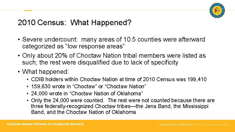 2010 Census: What Happened? • Severe undercount: many areas of 10. 5 counties were 2010 Census: What Happened? • Severe undercount: many areas of 10. 5 counties were