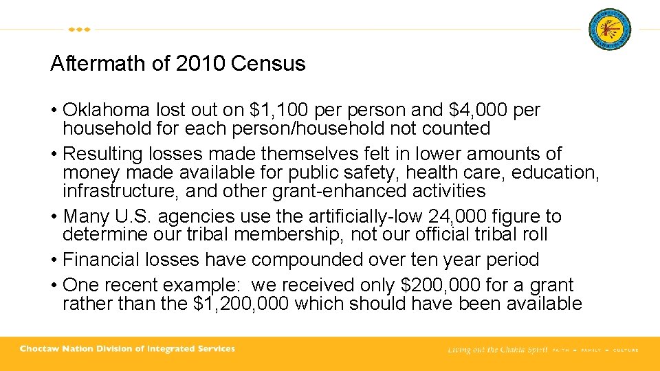 Aftermath of 2010 Census • Oklahoma lost out on $1, 100 person and $4, Aftermath of 2010 Census • Oklahoma lost out on $1, 100 person and $4,