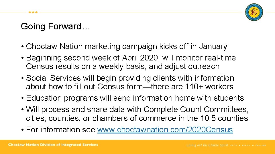 Going Forward… • Choctaw Nation marketing campaign kicks off in January • Beginning second Going Forward… • Choctaw Nation marketing campaign kicks off in January • Beginning second