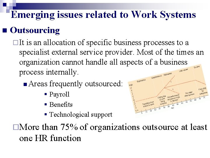 Emerging issues related to Work Systems n Outsourcing ¨ It is an allocation of