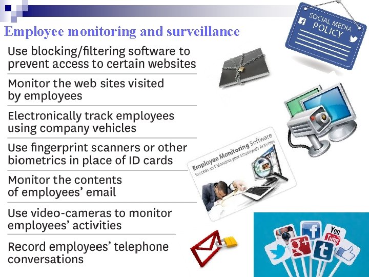 Employee monitoring and surveillance 