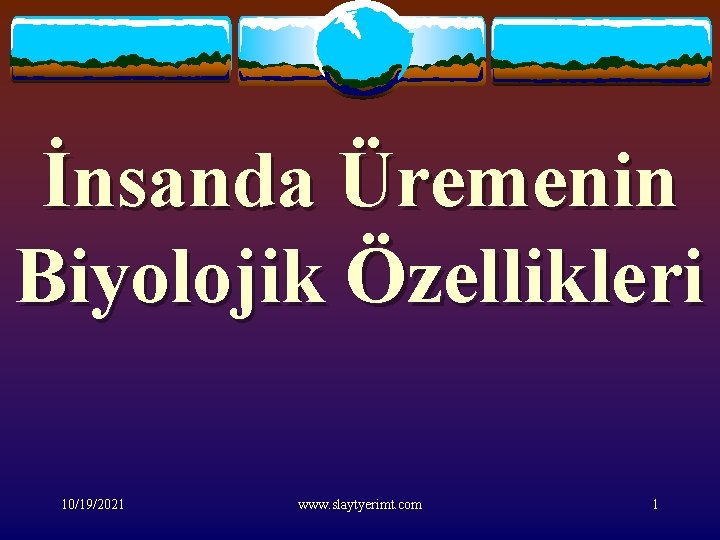 İnsanda Üremenin Biyolojik Özellikleri 10/19/2021 www. slaytyerimt. com 1 