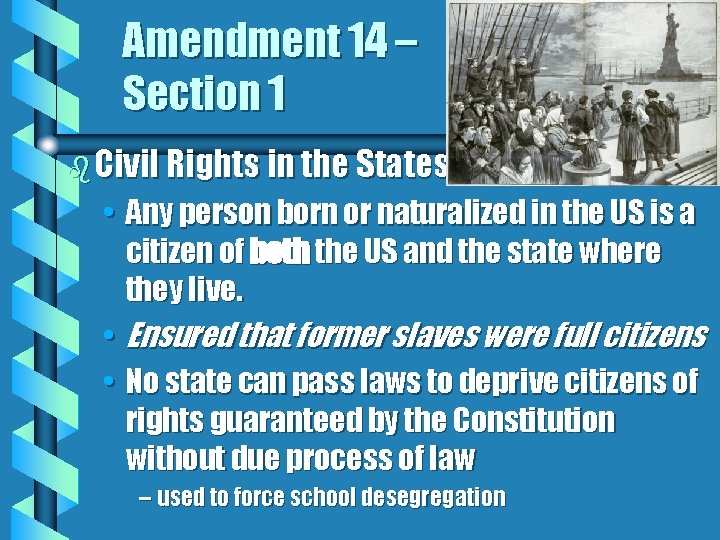 Amendment 14 – Section 1 b Civil Rights in the States • Any person