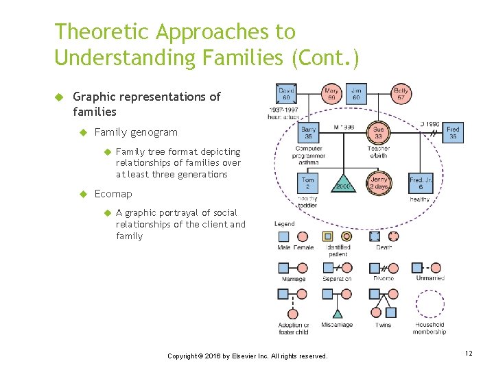 Theoretic Approaches to Understanding Families (Cont. ) Graphic representations of families Family genogram Family