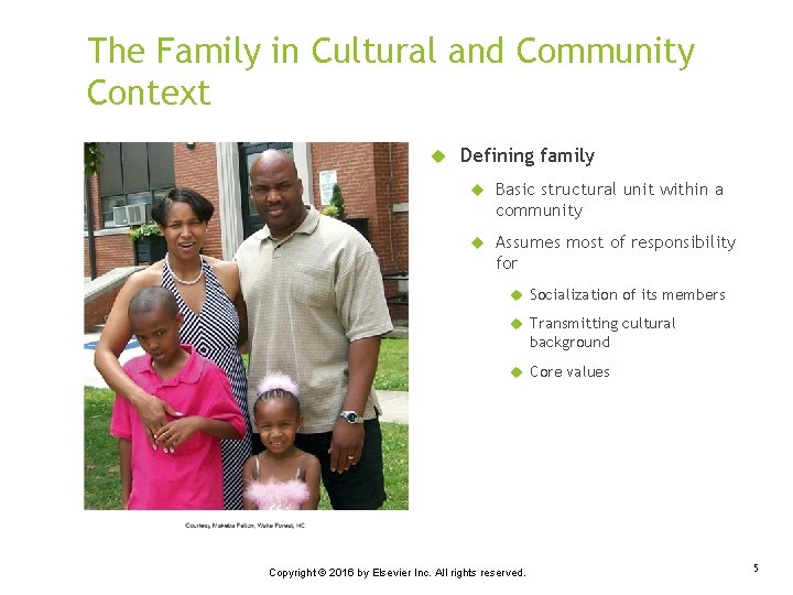 The Family in Cultural and Community Context Defining family Basic structural unit within a