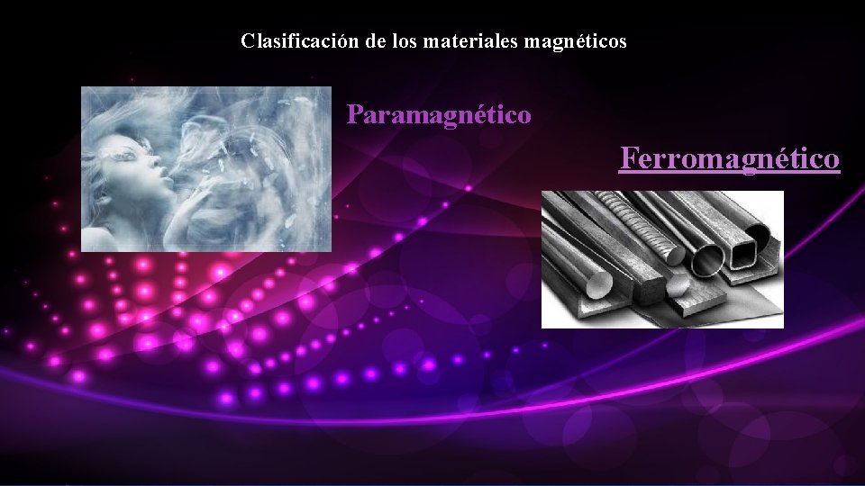 Clasificación de los materiales magnéticos Paramagnético Ferromagnético 