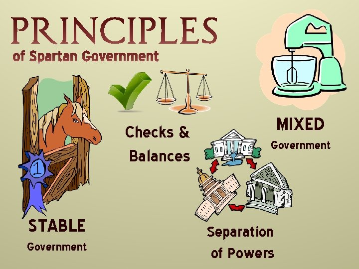 Checks & Balances STABLE Government MIXED Government Separation of Powers 