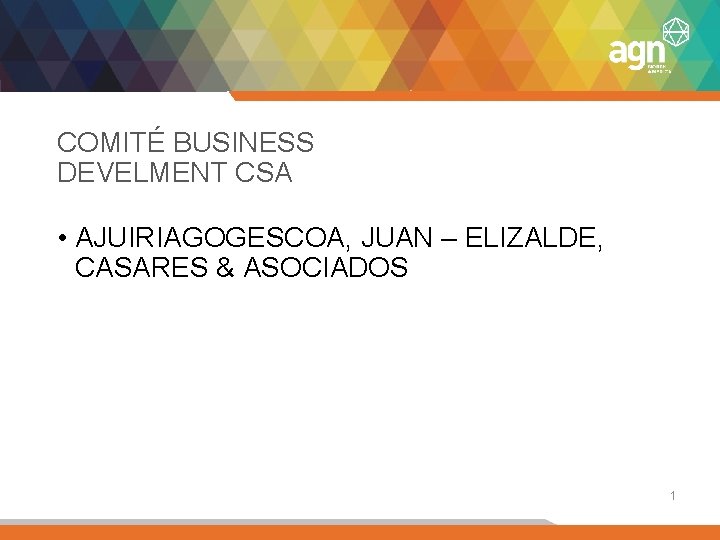 COMITÉ BUSINESS DEVELMENT CSA • AJUIRIAGOGESCOA, JUAN – ELIZALDE, CASARES & ASOCIADOS 1 